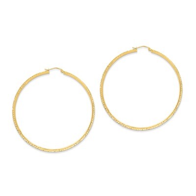 Knife Edge Diamond-cut Hollow Hoop Earrings 14k Gold TC823, MPN: TC823, 886774731452