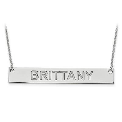 Large Polished Block Letter Name Bar with Chain Sterling Silver Rhodium-plated XNA645SS, MPN: XNA64…