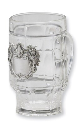 Pewter Lion Crest 17oz Glass Mug GP6945, MPN: GP6945, 610939059798