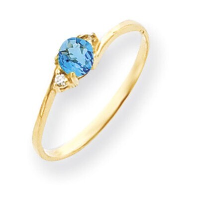 4mm Blue Topaz Diamond Ring 14k Gold Y4712BT/A, MPN: Y4712BT/A, 883957594873