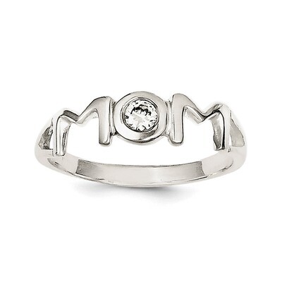 Polished Mom Ring Sterling Silver CZ QR2772-6, MPN: QR2772, 883957582184
