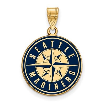Seattle Mariners Large Enamel Pendant Gold-plated Silver GP018MRN, MPN: GP018MRN, 886774922553