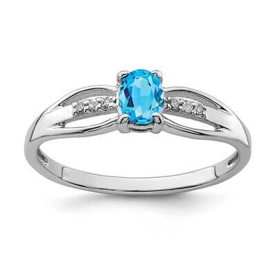 Diamond Light Swiss Blue Topaz Ring Sterling Silver Rhodium Plated QR7064DEC, MPN: QR7064DEC, 88395…