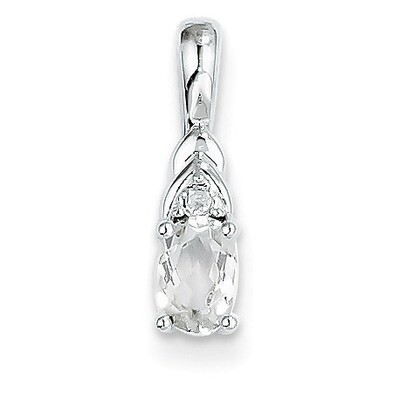White Topaz Diamond Pendant 14k White Gold Genuine XBS241, MPN: XBS241, 883957373980