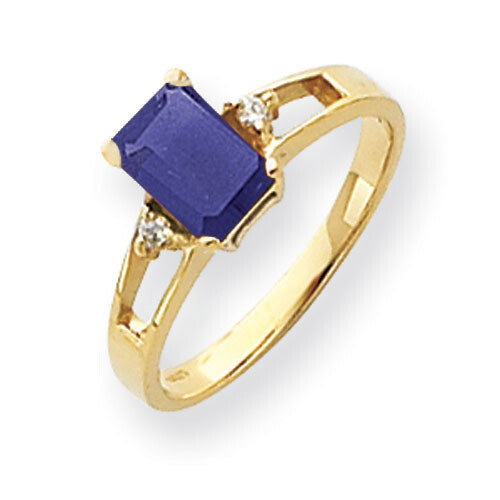Sapphire Diamond Ring 14k Gold 7x5mm Emerald Cut Y4757S/A, MPN: Y4757S/A, 883957665238