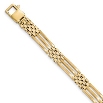Link 8.5 Inch Bracelet 14k Gold Brushed &amp; Polished GB234-8.5, MPN: GB234-8.5, 886774561837
