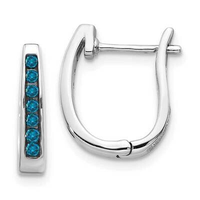 Blue Diamond 3mm Hinged Hoop Earrings 14k White Gold EM5415-BD-016-WA, MPN: EM5415-BD-016-WA, 19110…
