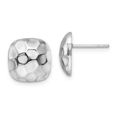 Post Polished &amp; Textured Square Earrings Sterling Silver Rhodium-Plated QE16035, MPN: QE16035, 1969…