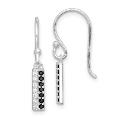 Black &amp; Clear CZ Diamond Dangle Earrings Sterling Silver Rhodium Plated QE15150, MPN: QE15150, 8867…
