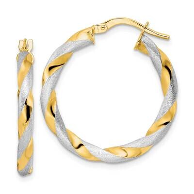 Brushed and Polished Twisted Hoop Earrings 14k Gold with White Rhodium TF2130, MPN: TF2130, 8839579…