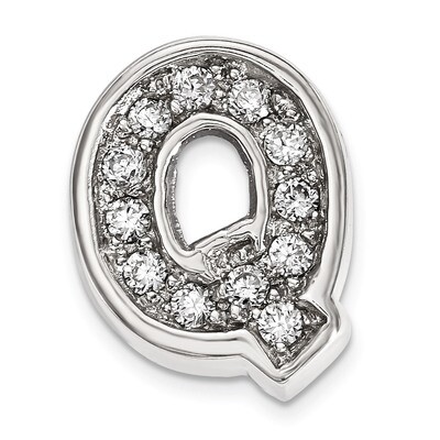 CZ Letter Q Slide Charm Sterling Silver Rhodium-plated QC9010Q, MPN: QC9010Q, 886774649030