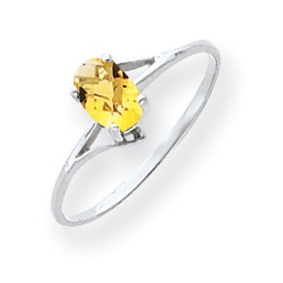 Citrine Checker Ring 14k white Gold 6x4mm Oval Y4660CC, MPN: Y4660CC, 883957564128