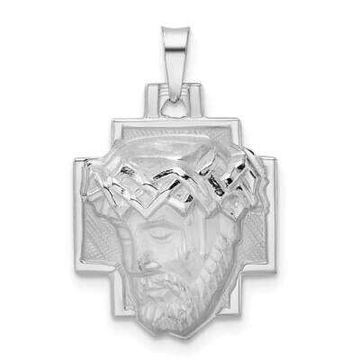 Satin Solid Jesus Head Pendant 14k White Gold Polished XR1885, MPN: XR1885, 196904091371