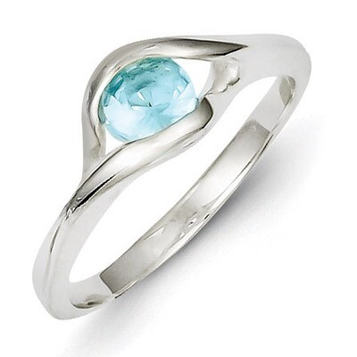 Blue Glass Ring Sterling Silver QR4399, MPN: QR4399, 883957527215