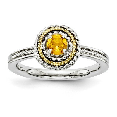 14k Gold Citrine Ring - Sterling Silver QSK924, MPN: QSK924, 886774230177