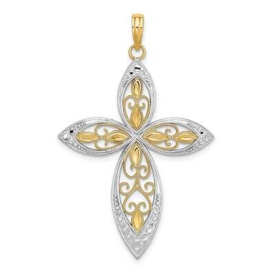 Beaded Filigree Cross Charm 14k Gold Rhodium K9368, MPN: K9368, 637218131709