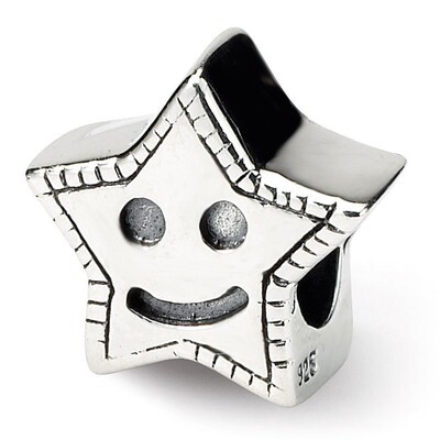 Smiley Star Bead - Sterling Silver QRS771, MPN: QRS771, 883957727776