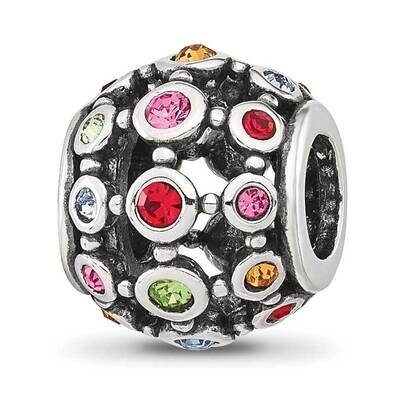 Multi-color CZ Round Bead Sterling Silver QRS4277, MPN: QRS4277,