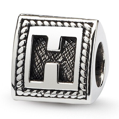 Letter H Triangle Block Bead - Sterling Silver QRS1429H, MPN: QRS1429H, 883957304571