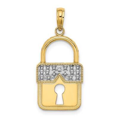 Lock Charm 14k Gold Rhodium K9436, MPN: K9436, 637218161669