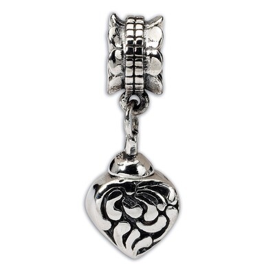 Heart Ash Dangle Bead - Sterling Silver QRS532, MPN: QRS532, 883957724430
