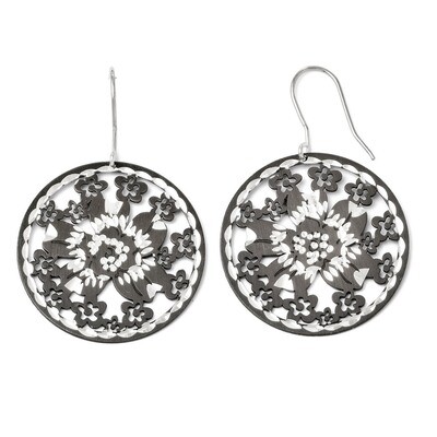 Sterling Silver and Rhodium-plated Shepherd Hook Earrings F324