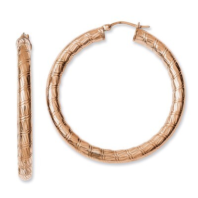 Rose IP-plated Textured Hollow Hoop Earrings - Stainless Steel SRE654 by Chisel, MPN: SRE654, 19110…