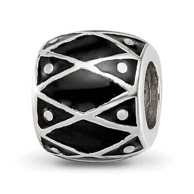 Black Enamel Bead Sterling Silver QRS4226, MPN: QRS4226,