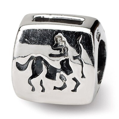 Sagittarius Zodiac Antiqued Bead - Sterling Silver QRS464, MPN: QRS464, 883957723716