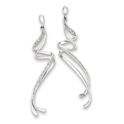 Swirl Post Dangle Earrings Sterling Silver Rhodium-plated Diamond QE10600, MPN: QE10600, 8839574002…