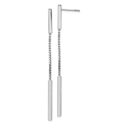 Leslie&#39;s Bar Dangle Post Earrings Sterling Silver Rhodium-plated Polished HB-QLE1261, MPN: QLE1261,…