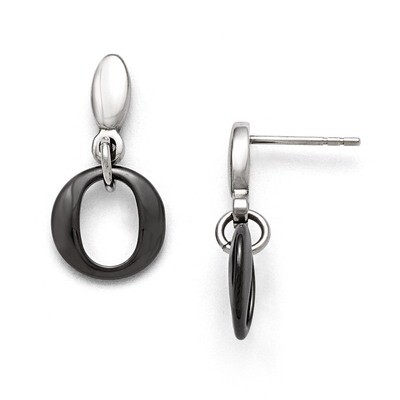 Ceramic Polished Post Dangle Earrings - Stainless Steel SRE828 by Chisel, MPN: SRE828, 191101017728