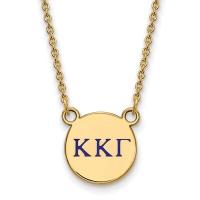 Kappa Kappa Gamma Extra Small Enameled Pendant with 18 Inch Chain Gold-plated Silver GP027KKG-18, M…
