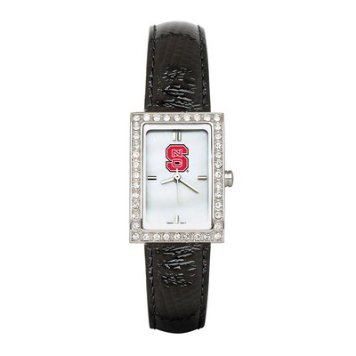 North Carolina State Ladies Allure Watch Black Leather Strap NCS133