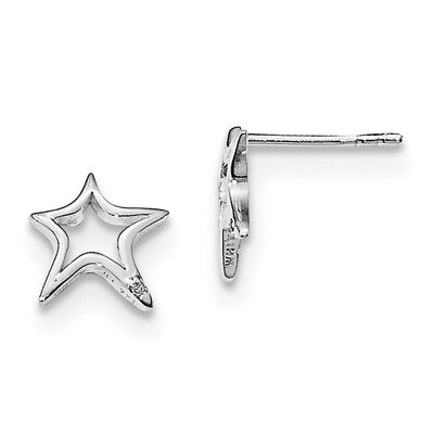 Star Post Earrings Diamond Sterling Silver QW430, MPN: QW430, 883957936857