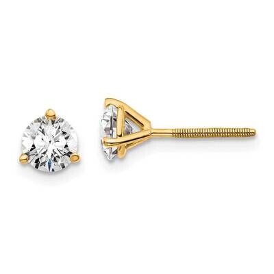 1Ctw Vs/Si, D E F, 3 Prong Screw Back Earrings 14k Gold Lab Grown Diamond EM1017S-100-LD, MPN: EM10…