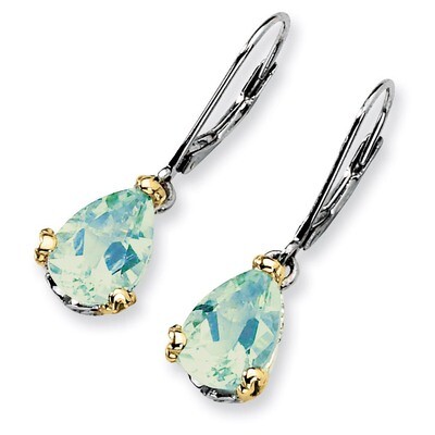 14k Gold Green Quartz Leverback Earrings Sterling Silver QE6076, MPN: QE6076, 685146726641