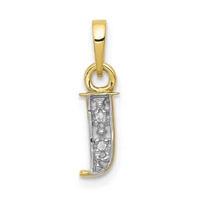Diamond Initial J Charm 10k Gold and Rhodium 10YC250J, MPN: 10YC250J,