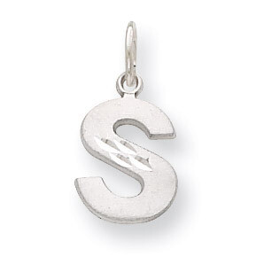 Diamond-cut Initial S Charm 14k White Gold Solid Satin D1282S, MPN: D1282S, 883957863047