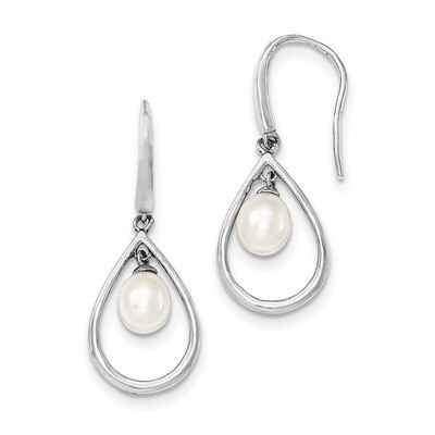 6-7mm White Freshwater Cultured Pearl Dangle Earrings Sterling Silver QE12763, MPN: QE12763, 191101…