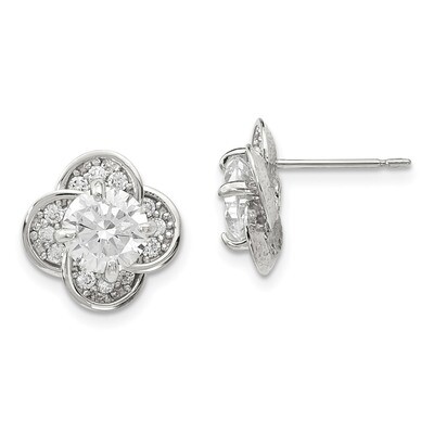 CZ Post Earrings 10k White Gold Polished 10YC389W, MPN: 10YC389W, 883957328003