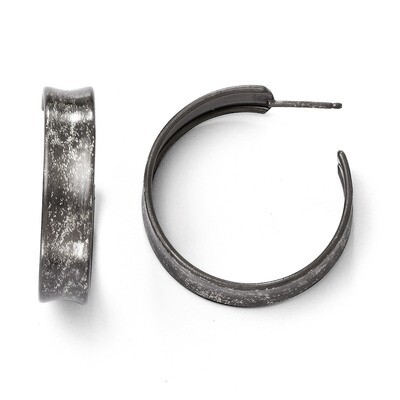 Sterling Silver Rhodium-plated Post Hoop Earrings QLE335