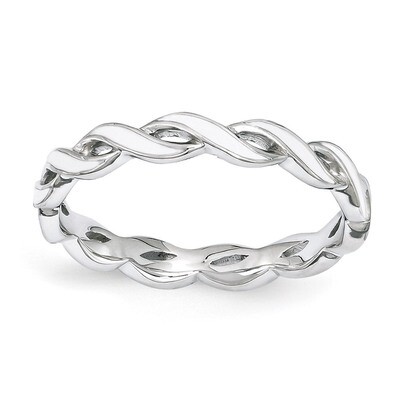 White Enamel Ring - Sterling Silver QSK1515, MPN: QSK1515, 886774206356