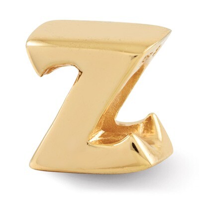 Gold-plated Letter Z Bead - Sterling Silver QRS468ZGP, MPN: QRS468ZGP, 886774992259