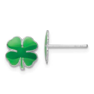 Enamel Kids Four Leaf Clover Post Earrings Sterling Silver Rhodium-plated QE16607, MPN: QE16607, 19…