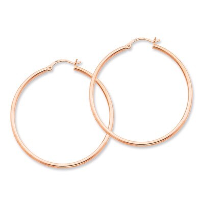 2mm Polished Hoop Earrings 14k Rose Gold TE525, MPN: TE525, 883957290850