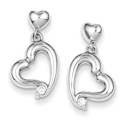 Heart Post Earrings Sterling Silver Rhodium-plated Diamond QE8709, MPN: QE8709, 883957008332