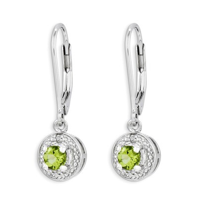 August Peridot Earrings Sterling Silver Diamond QBE11AUG, MPN: QBE11AUG, 886774187464
