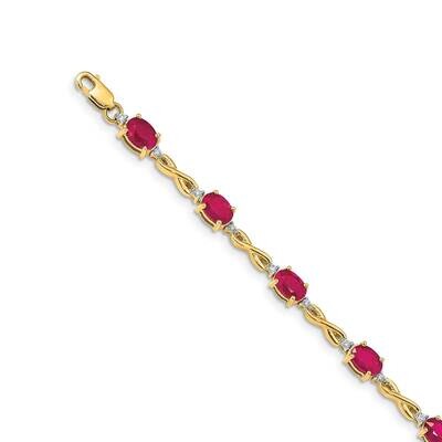 Ruby Bracelet 14k Gold Diamond BM4488-RU-025-YA, MPN: BM4488-RU-025-YA, 883957386317