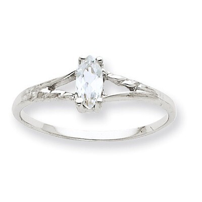 Polished Geniune White Topaz Birthstone Ring 10k White Gold 10XBR193, MPN: 10XBR193, 191101091551